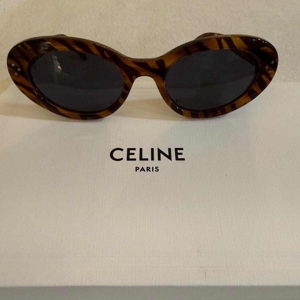 Celine Cat-Eye Tiger Print Sunglasses - Picture 2 of 16
